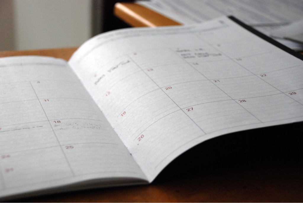 paper calendar book open to an unknown month